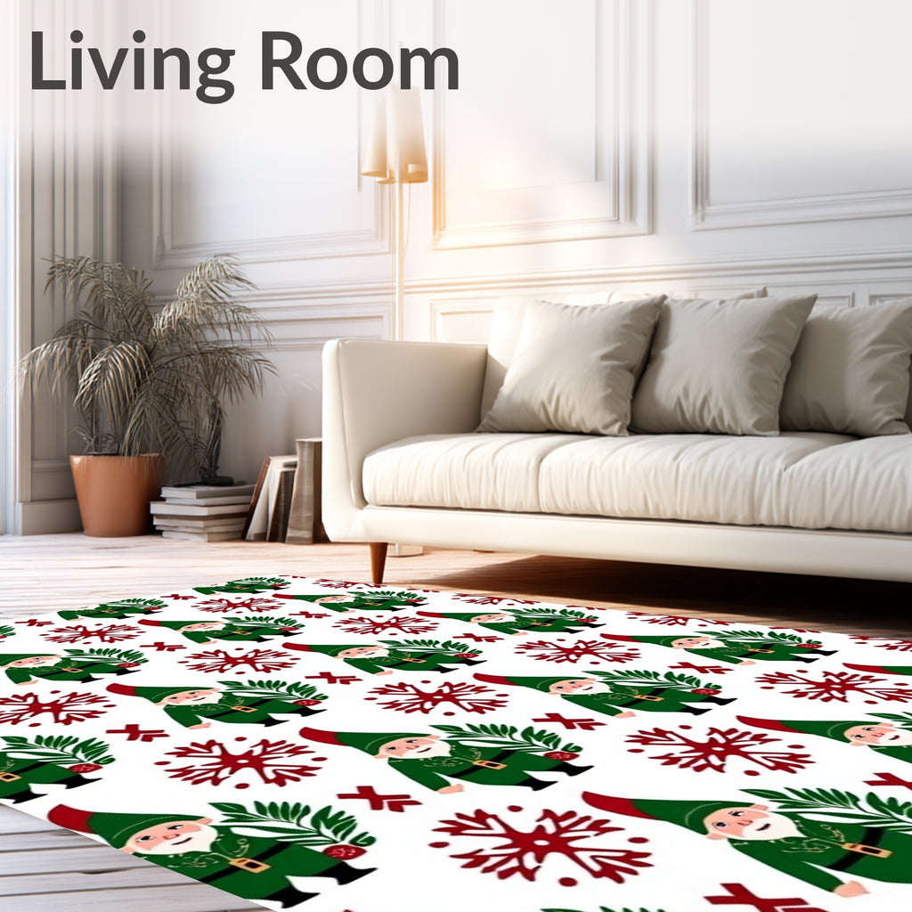 Green Gnome Snowflake Winter Delight Rug
