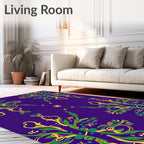 Royal Purple Gold Green Botanical Starburst Rug