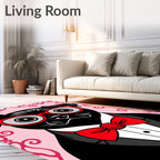 Dapper Black Pug Red Bowtie Swirl Rug