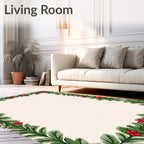 Green Fir Red Berry Border Rug