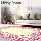 Hot Pink Floral Butterfly Border Rug