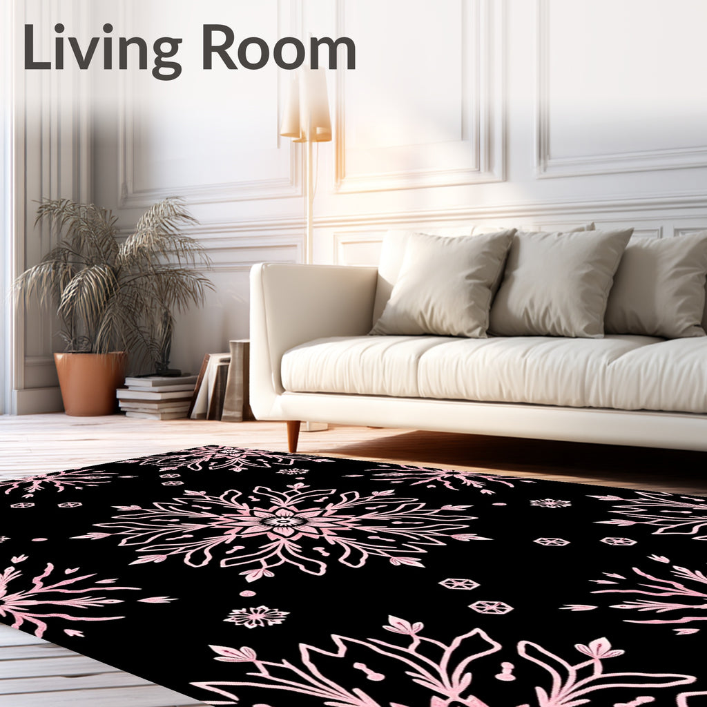 Pink Snowflake Mandala Burst Rug