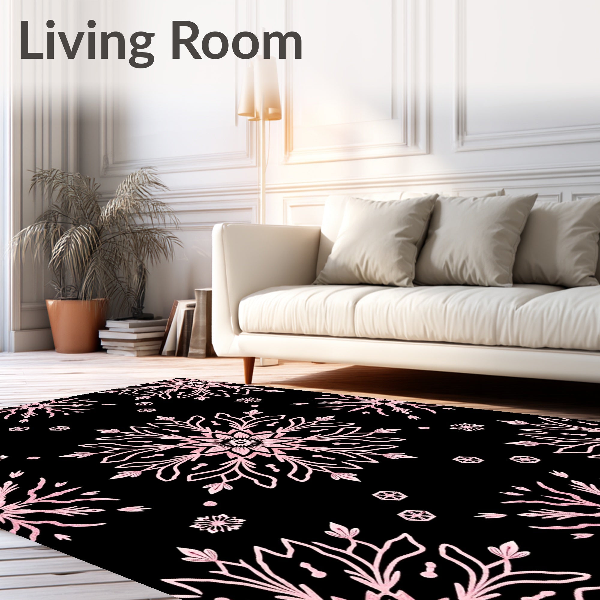 Pink Snowflake Mandala Burst Rug