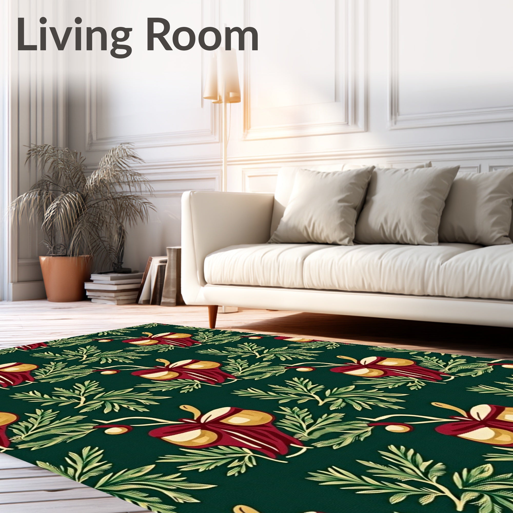 Victorian Red Bow Acorn Greenery Rug
