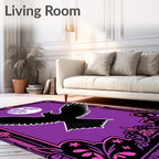 Mystical Black Crow Purple Moon Rug