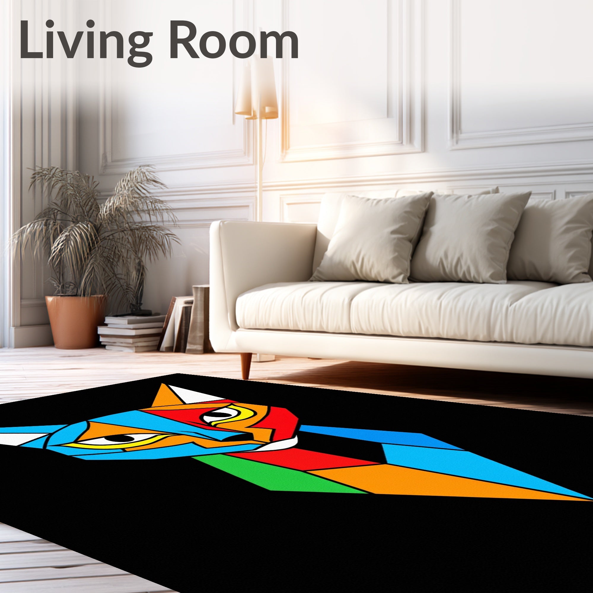 Colorful Cubist Cat Face Rug