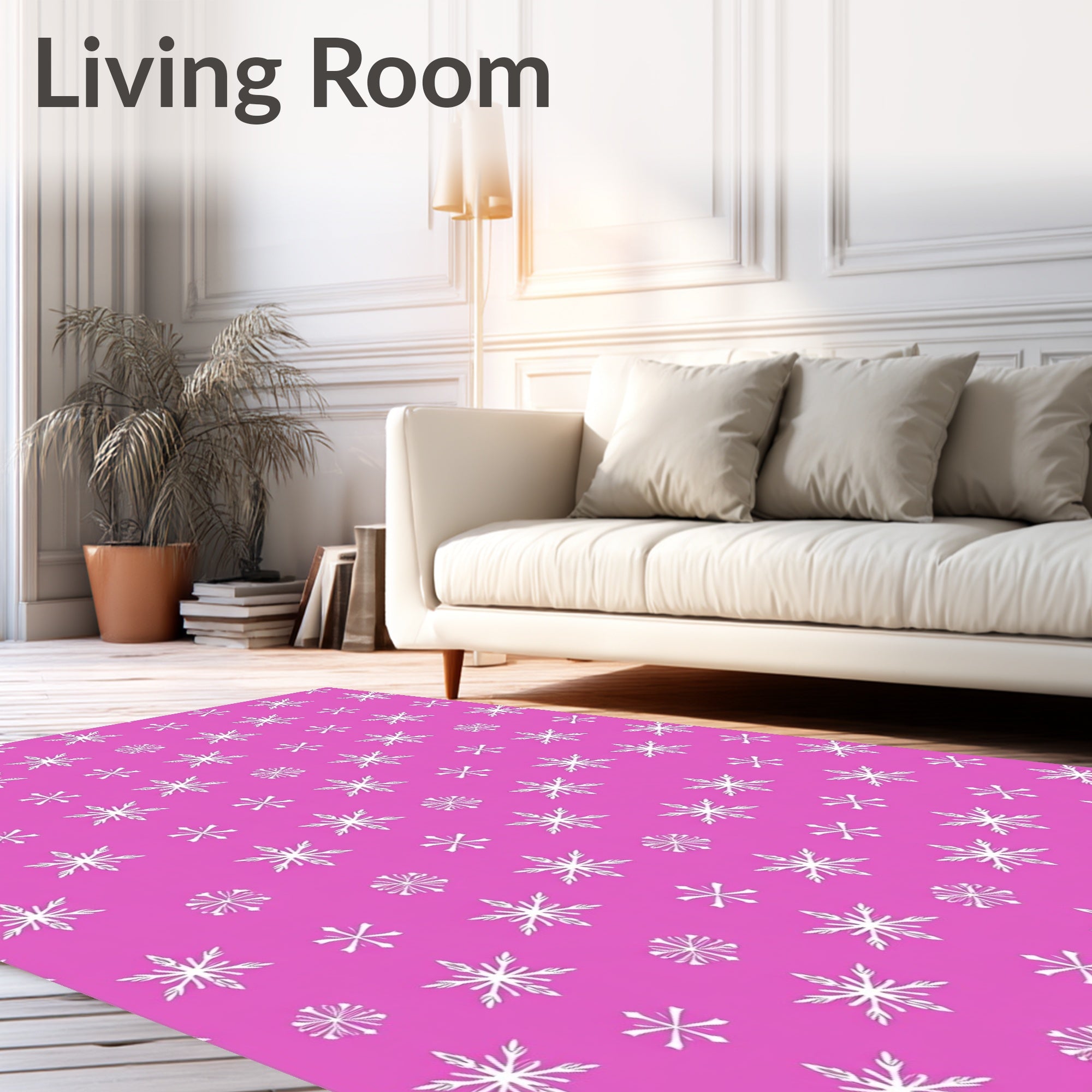 Pink Snowflake Winter Wonderland Rug