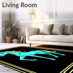Cyan Horse Yellow Mane Border Rug