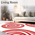 Red Swirled Circles Area Rug