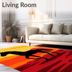Crimson Sunset Galloping Horse Silhouette Rug