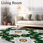 Emerald Green Floral Medallion Bloom Rug