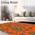 Autumn Orange Pumpkin Leaf Berry Rug
