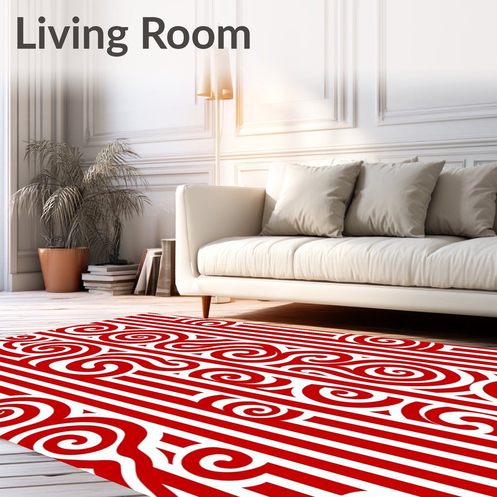 Bold Red Swirl Stripe Rug
