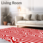 Bold Red Swirl Stripe Rug
