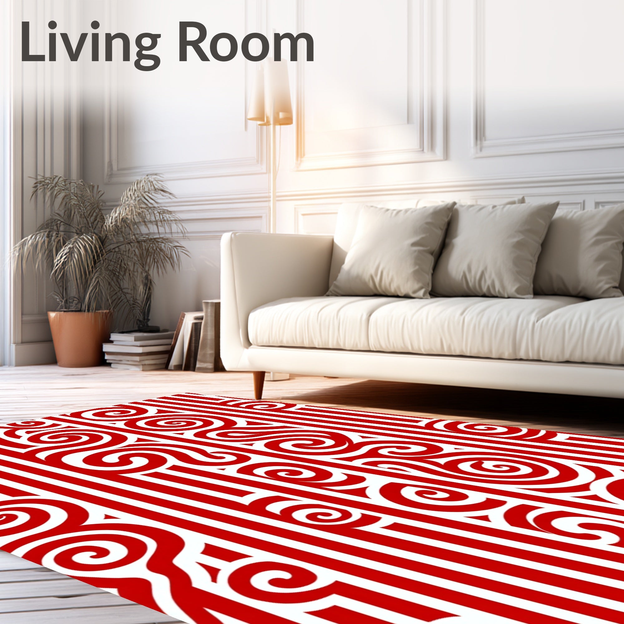 Bold Red Swirl Stripe Rug