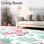 Sweet Pink Baby Elephant Jungle Foliage Rug