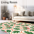 Whimsical Red Berry Leaf Garland Rug