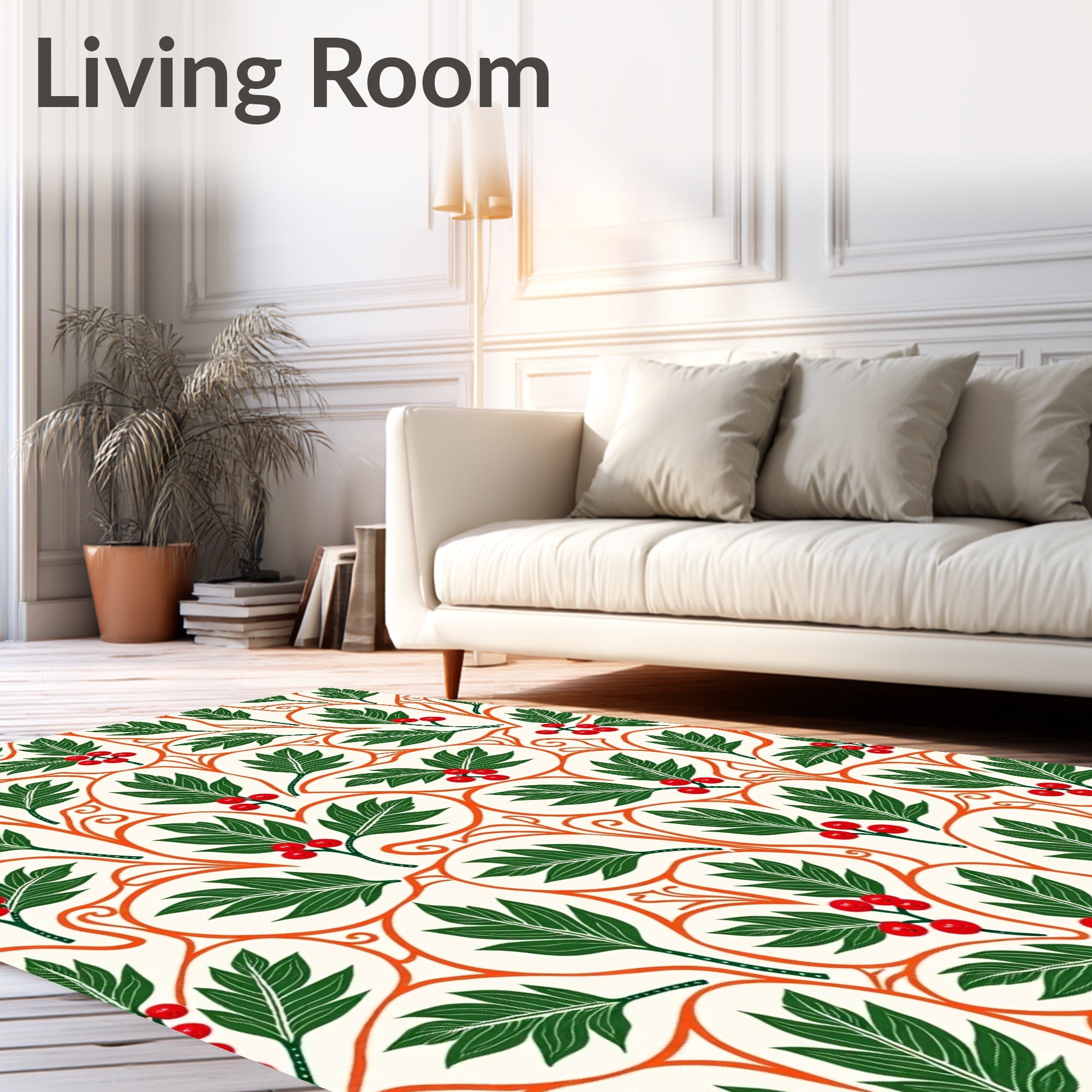 Whimsical Red Berry Leaf Garland Rug