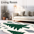 Forest Green Christmas Trees Snowflakes Diamonds Rug