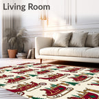Crimson Sleigh Meadow Trees Garland Rug