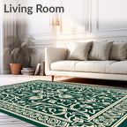 Emerald Ivory Ornate Floral Garden Rug
