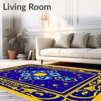 Royal Blue Yellow Celestial Medallion Rug