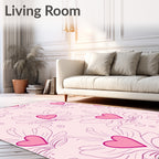 Pink Heart Floral Outline Rug