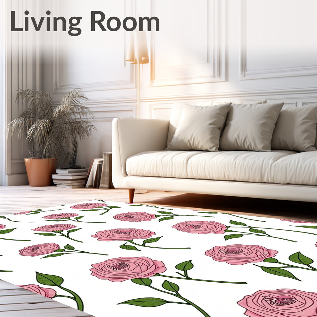 Pink Rose Garden Stem Arrangement Rug
