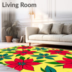 Bold Red Green Floral Scatter Rug