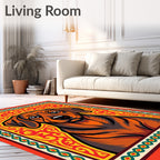 Vibrant Dog Amber Ornate Frame Rug