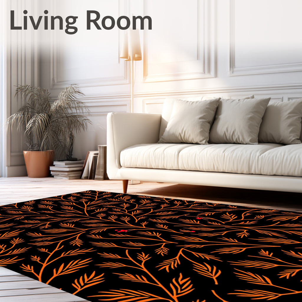 Orange Branches with Red Berries Rug