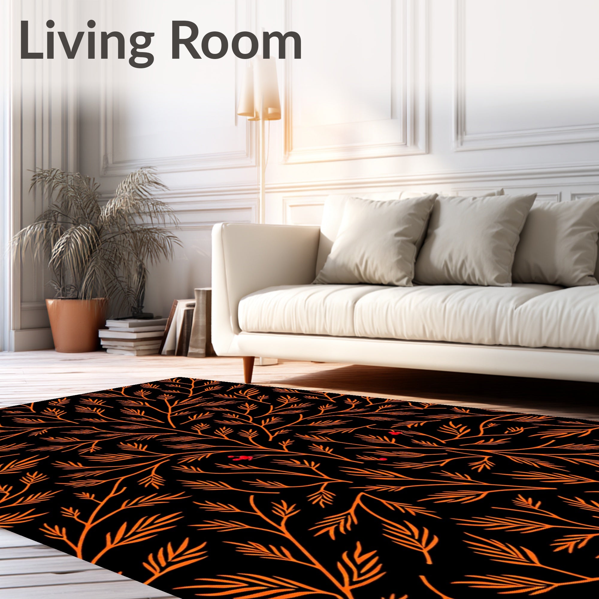 Orange Branches with Red Berries Rug