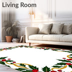 Festive Holly Berry Garland Border Rug