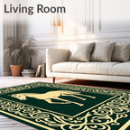 Elegant Cream Horse Ornate Border Rug