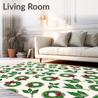 Festive Red Bow Wreath Holly Rug