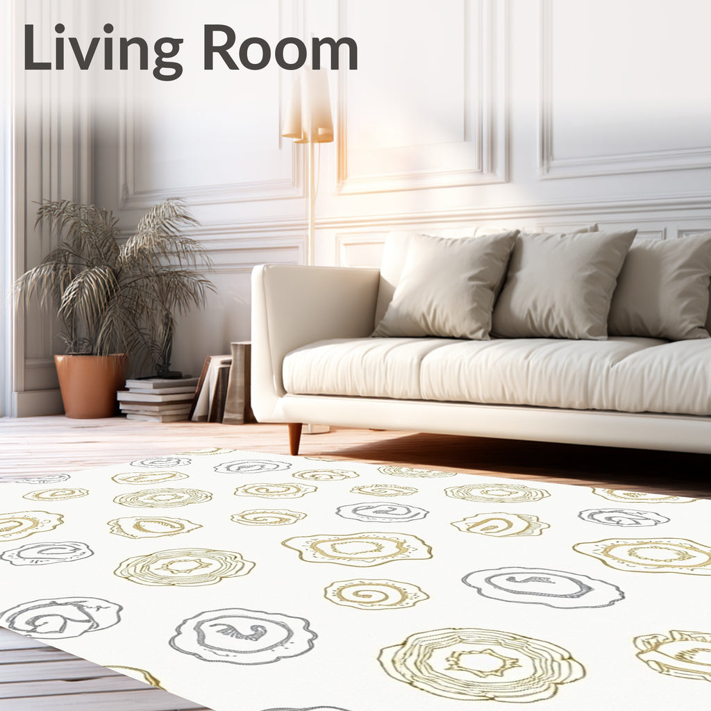 Golden Silver Geode Slice Arrangement Rug