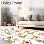 Gold Leafy Vine and Floral Rug