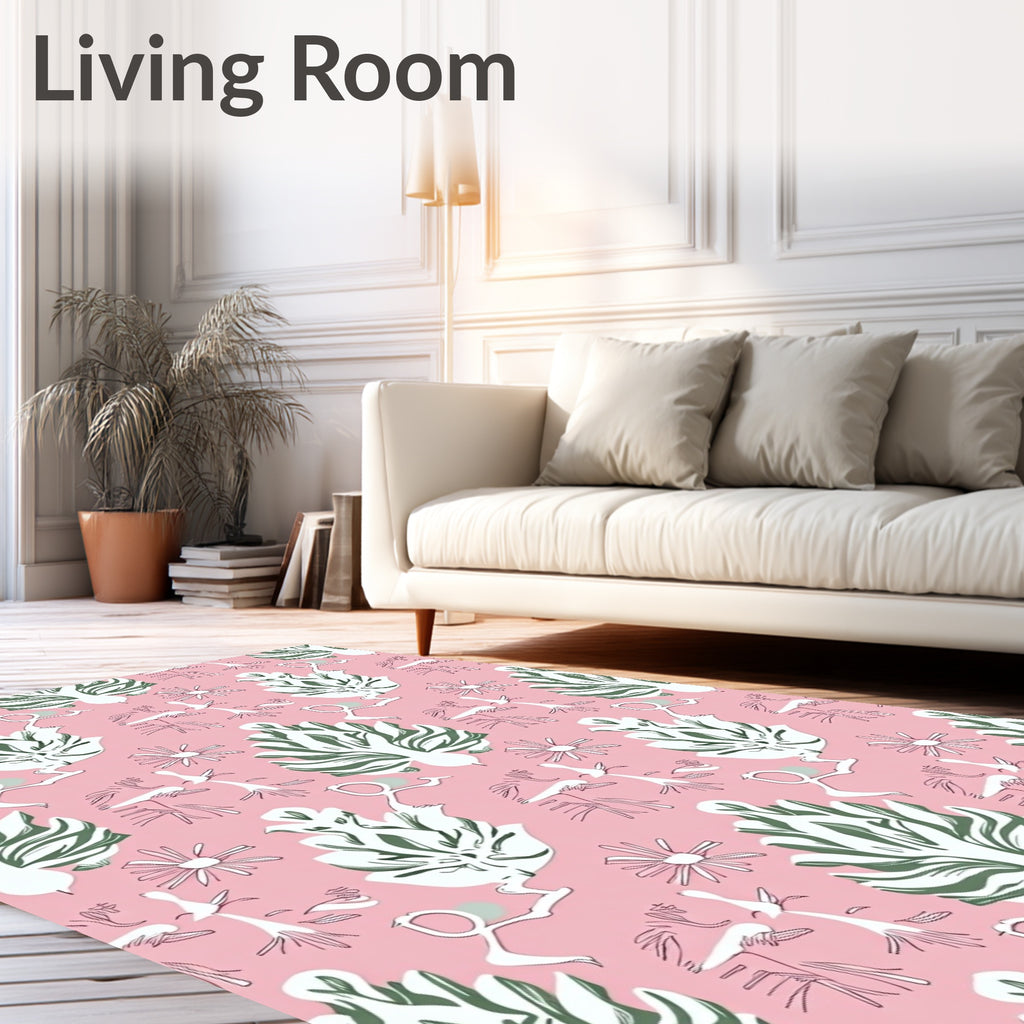 Pink Leafy Floral Grove Rug