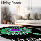 Radiant Purple Green Starburst Mandala Rug
