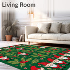 Green Elves Holly Berry Christmas Rug