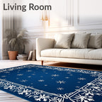 Classic White Snowflake Border Rug