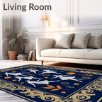Dancing Figures Orange Pumpkins Autumn Border Rug
