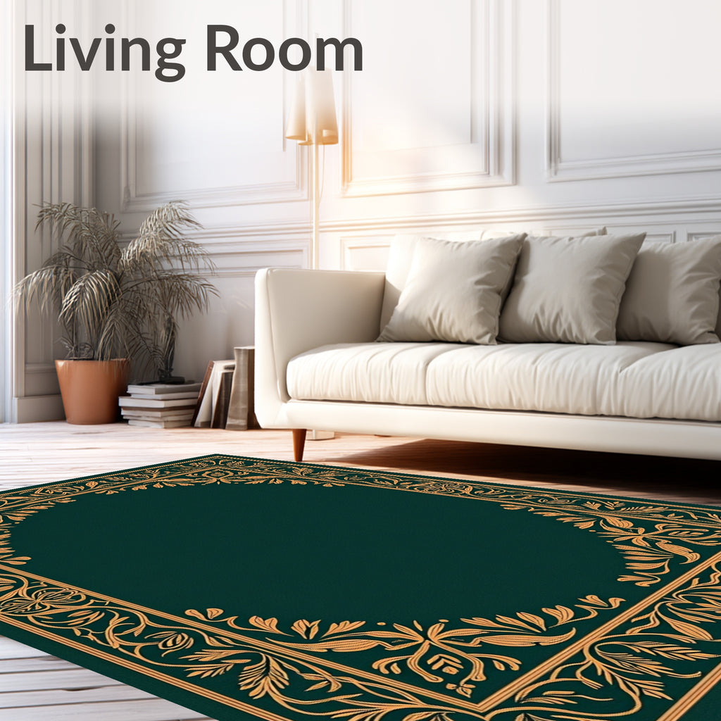 Gold Leaf Golden Vine Border Rug