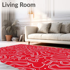 Red White Whimsical Heart Swirls Rug