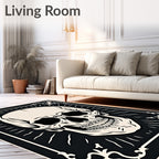 Dark Ivory Skull Ornate Frame Rug