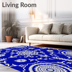 Vibrant Cobalt Mandala Scroll Rug