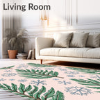 Green Pine Branches Blue Snowflakes Rug