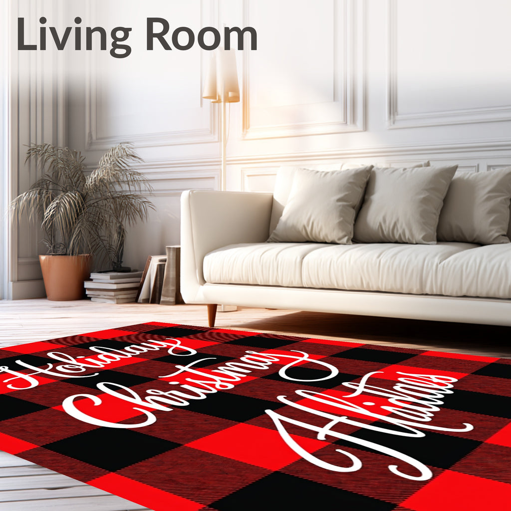 Red Black Buffalo Plaid Holiday Accent Rug