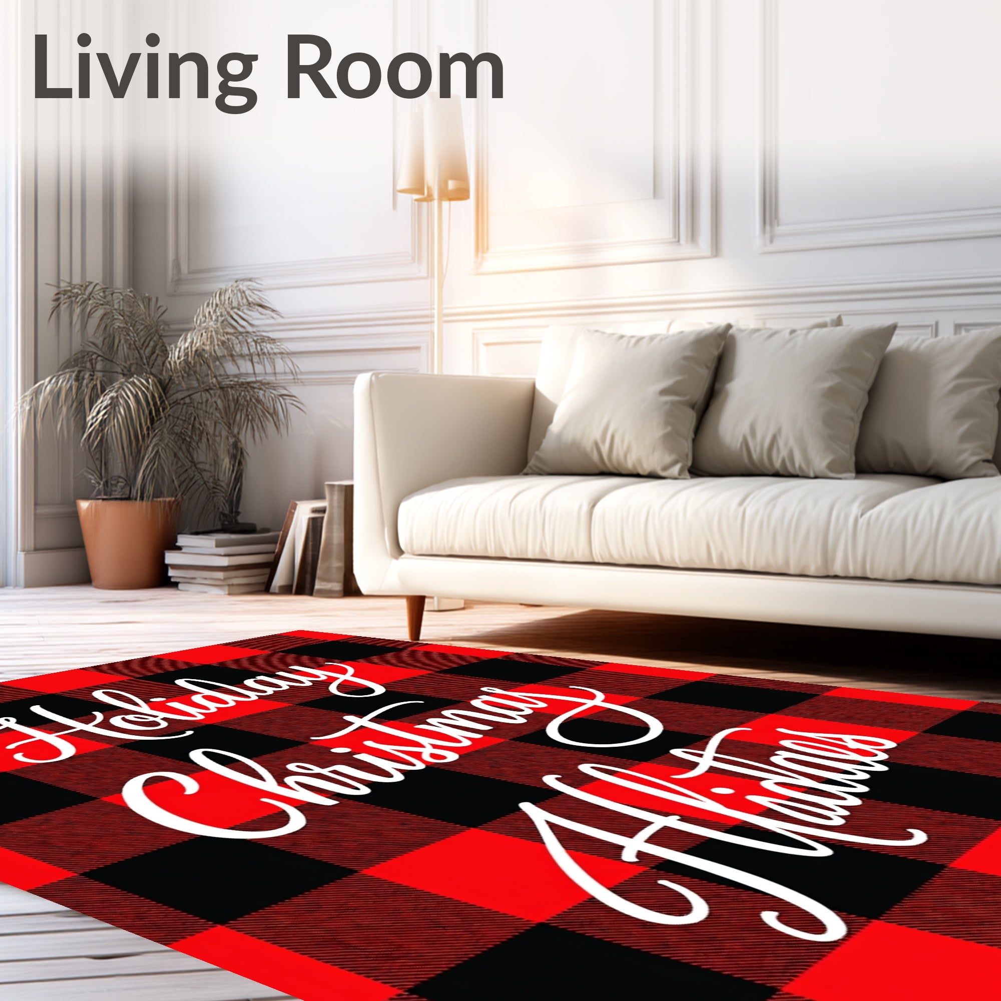 Red Black Buffalo Plaid Holiday Accent Rug