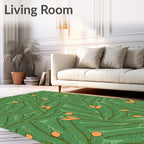 Emerald Green Citrus Branch Foliage Rug